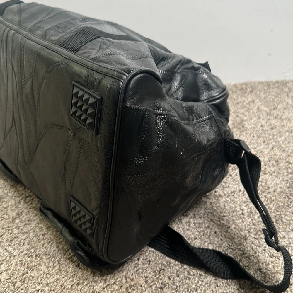Black leather Bay Area celebrity/AM golf tournament bag